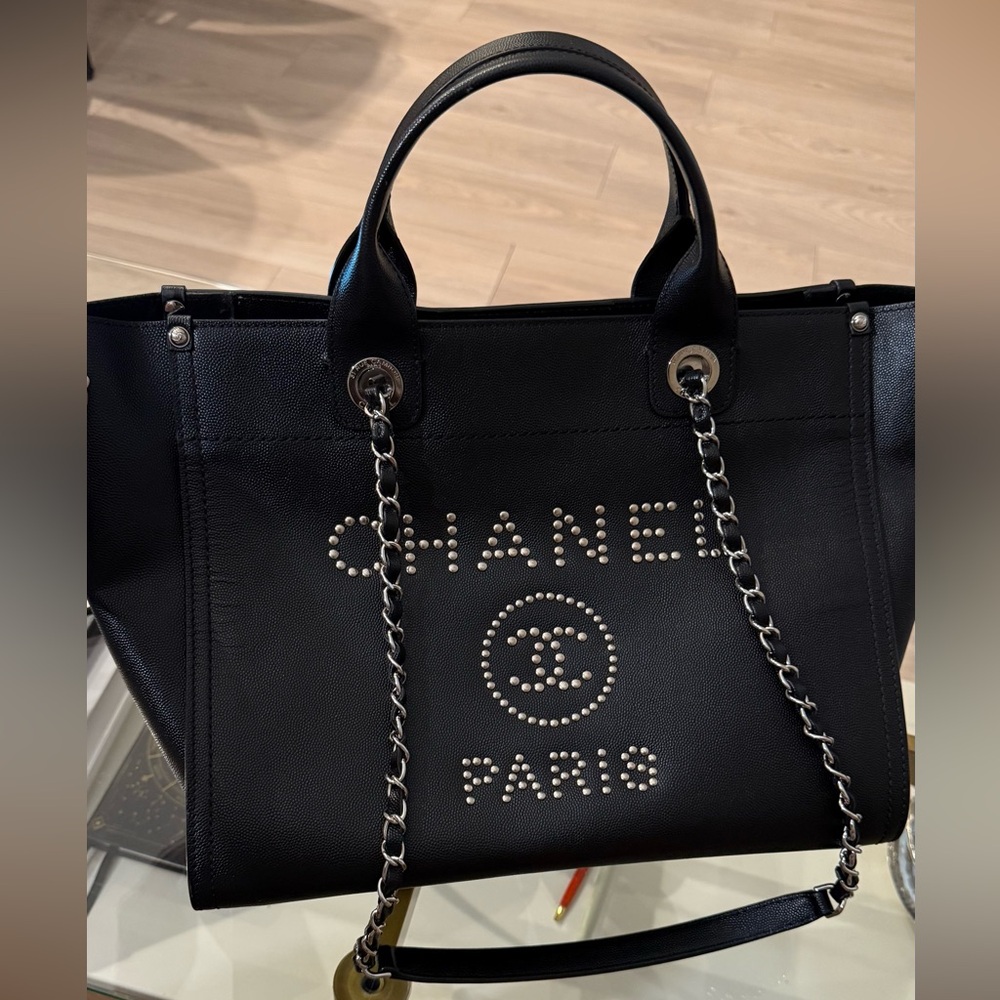 Chanel Deauville Tote Studded Caviar Bag